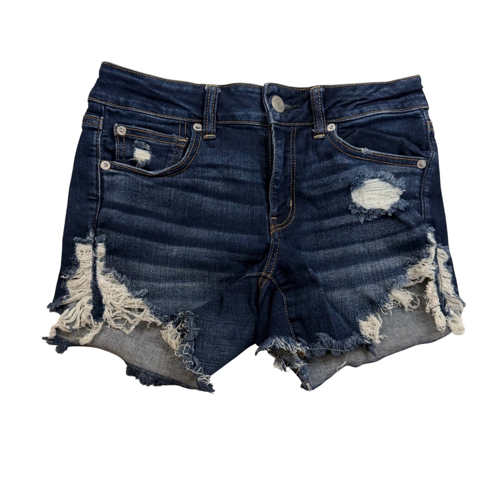 American Eagle Ne(x)t Level Stretch Dark Wash Distressed Denim Shorts Size 8